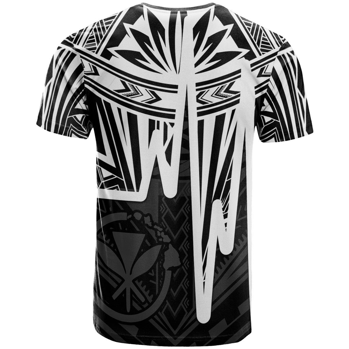 Hawaii T Shirt Kanaka Maoli With Polynesian Pattern In Heartbeat Style (Black,White) - Polynesian Pride