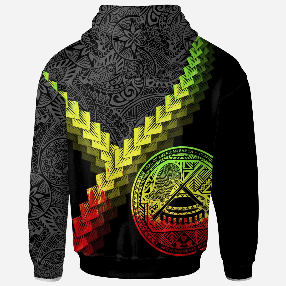 Samoa Hoodie Samoa Coat of Arms With Polynesian Tattoo Reggae - Polynesian Pride