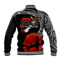 (Custom Personalised) New Zealand Anzac 2022 Baseball Jacket Maori Mix Fern Poppy LT13 - Polynesian Pride