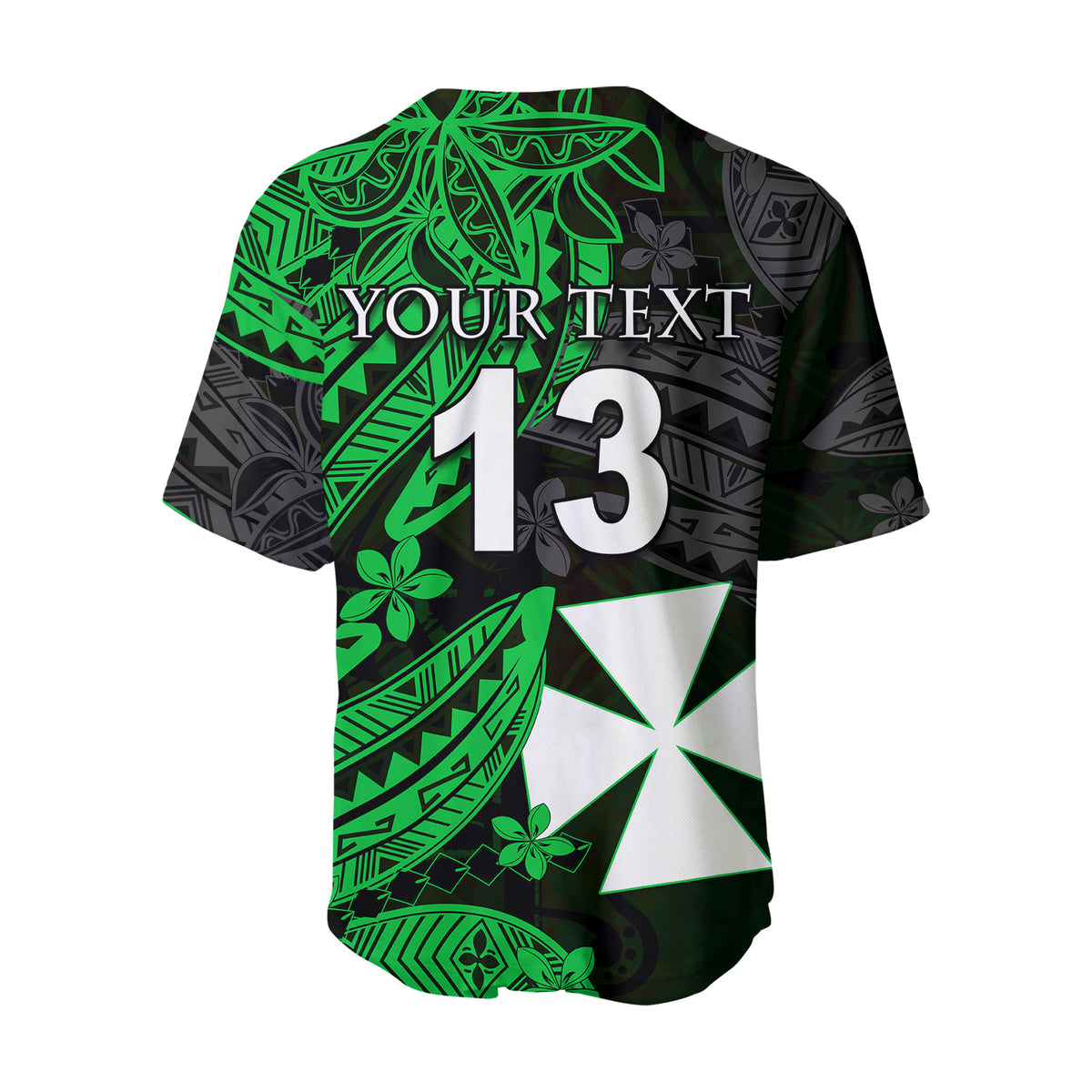 (Custom Text and Number) Wallis and Futuna Baseball Jersey Enjoy Polynesian Flowers Version Green LT13 - Polynesian Pride