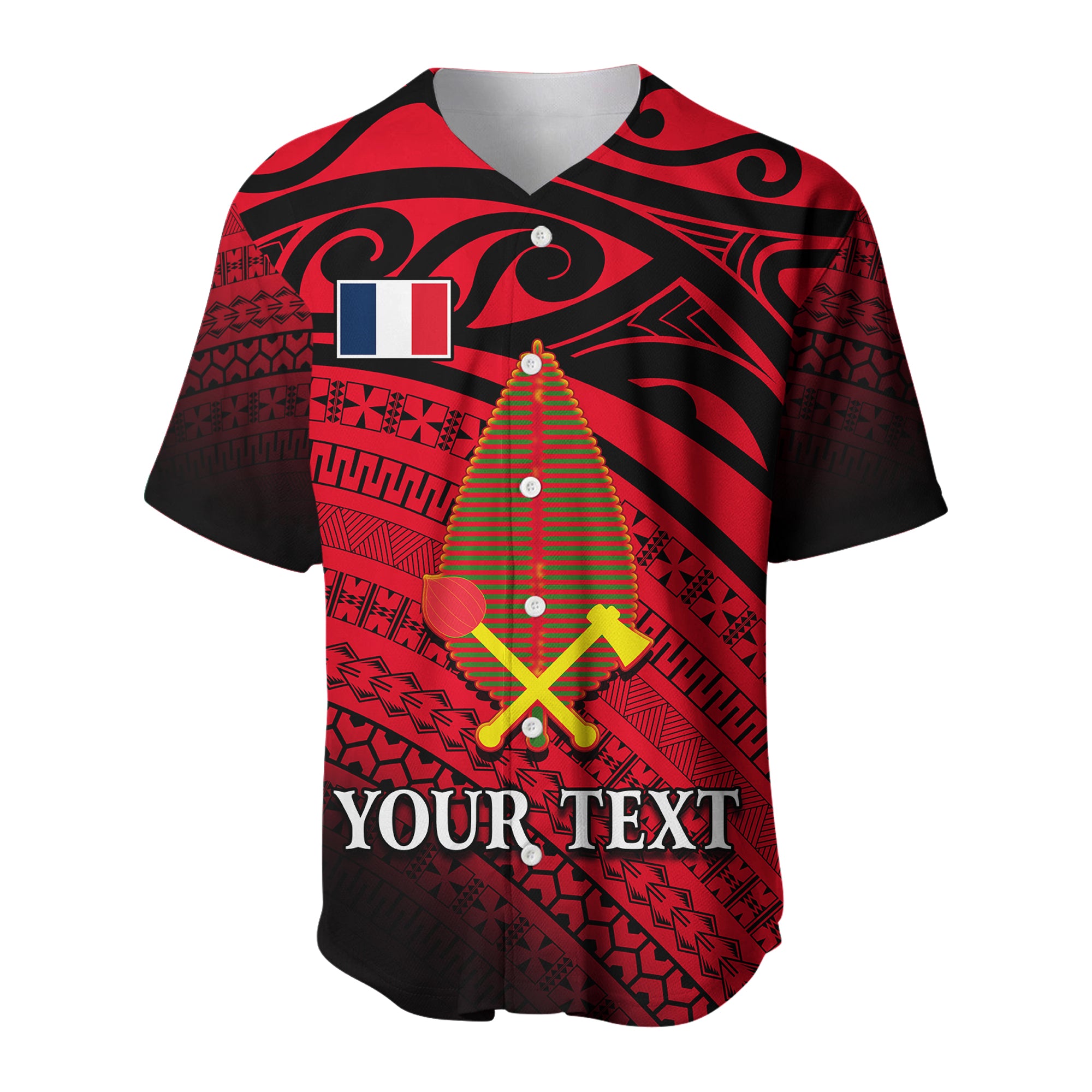 (Custom Personalised) Alo Chiefdom Wallis et Futuna Baseball Jersey Polynesian Pattern and Flag LT13 Unisex Red - Polynesian Pride