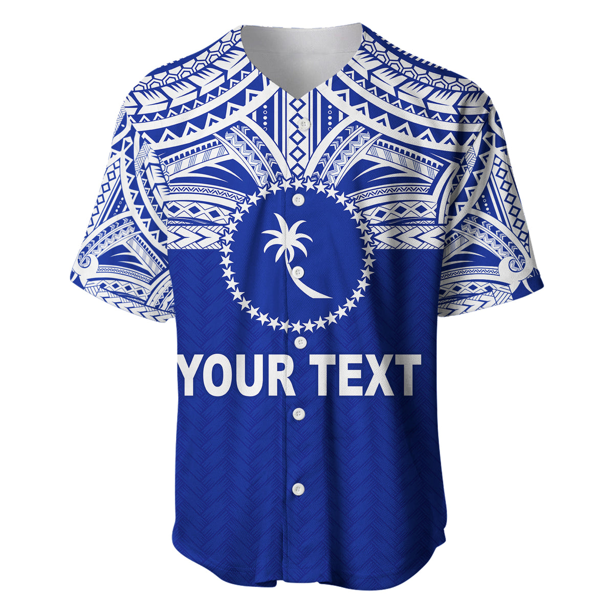 (Custom Personalised) Chuuk Flag Baseball Jersey Micronesia Style Blue LT13 - Polynesian Pride