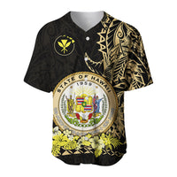 (Custom Personalised) Hawaiian Polynesian Baseball Jersey Gold Seal of Hawaii LT13 - Polynesian Pride