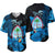 Guam Seal Baseball Jersey Polynesian Turtle with Flowers Version Blue LT13 Blue - Polynesian Pride