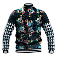 Hawaii Skeleton Surf Baseball Jacket Halloween Hawaiian Tribal LT13 - Polynesian Pride