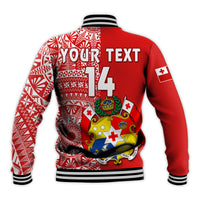 (Custom Text And Number) Tonga Baseball Jacket Tongan Coat Of Arms Ngatu Pattern LT14 - Polynesian Pride