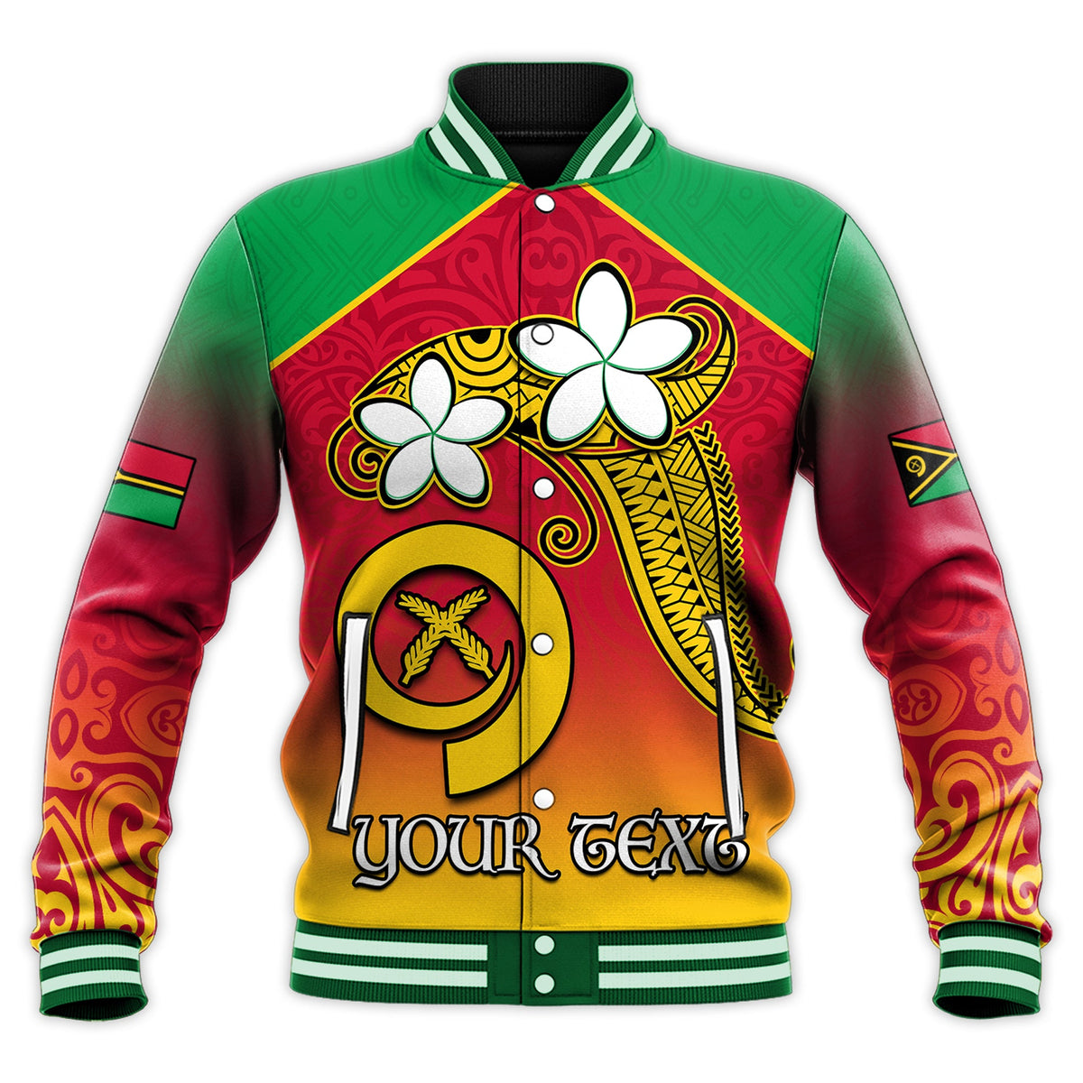(Custom Personalised) Vanuatu Novelty Baseball Jacket Frangipani Tropical Spa Flower LT13 - Polynesian Pride