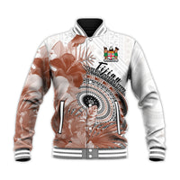 Fiji Tapa Baseball Jacket White Fijian Masi Be Loved Hibiscus LT13 - Polynesian Pride