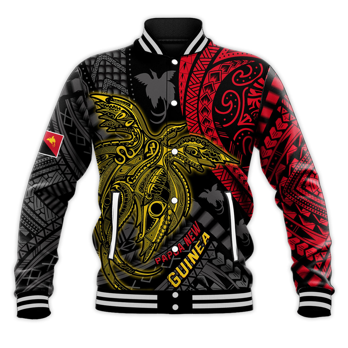 (Custom Text and Number) Papua New Guinea Baseball Jacket Raggiana Birds Of Paradise Happy 47th Independence Day LT13 - Polynesian Pride