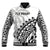 Fiji Rugby Baseball Jacket Fijian Cibi Dance Tapa Pattern White LT14 - Polynesian Pride