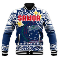 (Custom Personalised) Samoa Baseball Jacket Samoan Plumeria Flowers Mix Polynesian Pattern LT14 - Polynesian Pride