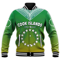 Cook Islands Baseball Jacket Circle Pattern Mix Sea Turtle Green Version LT14 - Polynesian Pride