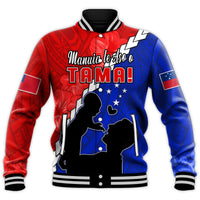 (Custom Personalised) Happy Samoan Fathers Day Baseball Jacket Hibiscus Mix Polynesian Pattern LT14 - Polynesian Pride
