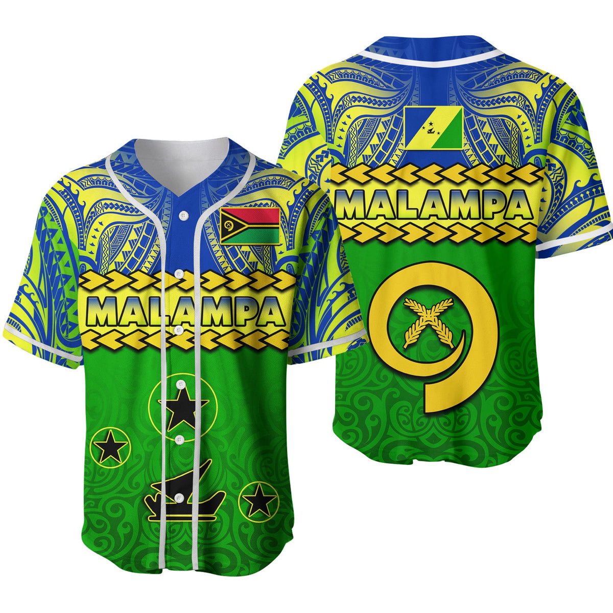 Malampa Province Baseball Jersey Vanuatu Pig Tusk Polynesian Flag Style Ver.02 LT14 Green - Polynesian Pride