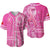 Tonga Breast Cancer Baseball Jersey Tongan Ngatu Pattern No One Fights Alone Ver.02 LT14 Pink - Polynesian Pride
