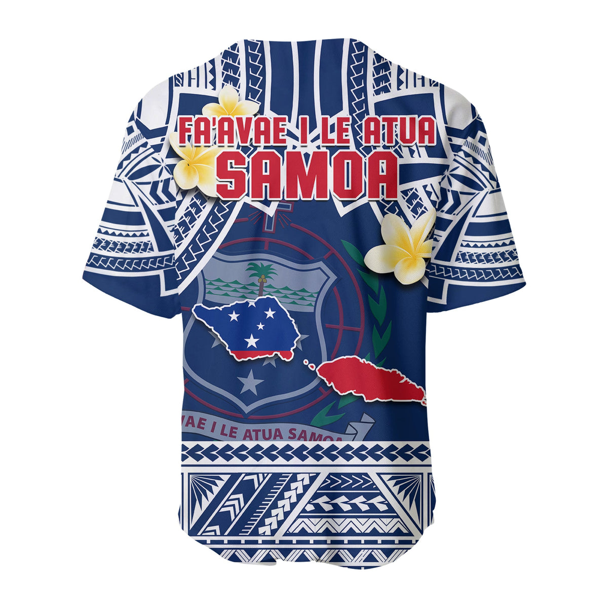 Samoa Baseball Jersey Samoan Plumeria Flowers Mix Polynesian Pattern LT14 - Polynesian Pride