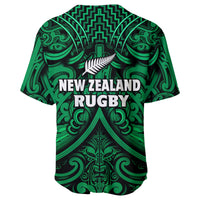 New Zealand Silver Fern Rugby Baseball Jersey All Black Green NZ Maori Pattern LT13 - Polynesian Pride