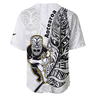 New Zealand Silver Fern Rugby Baseball Jersey All Black Maori Version White LT14 - Polynesian Pride