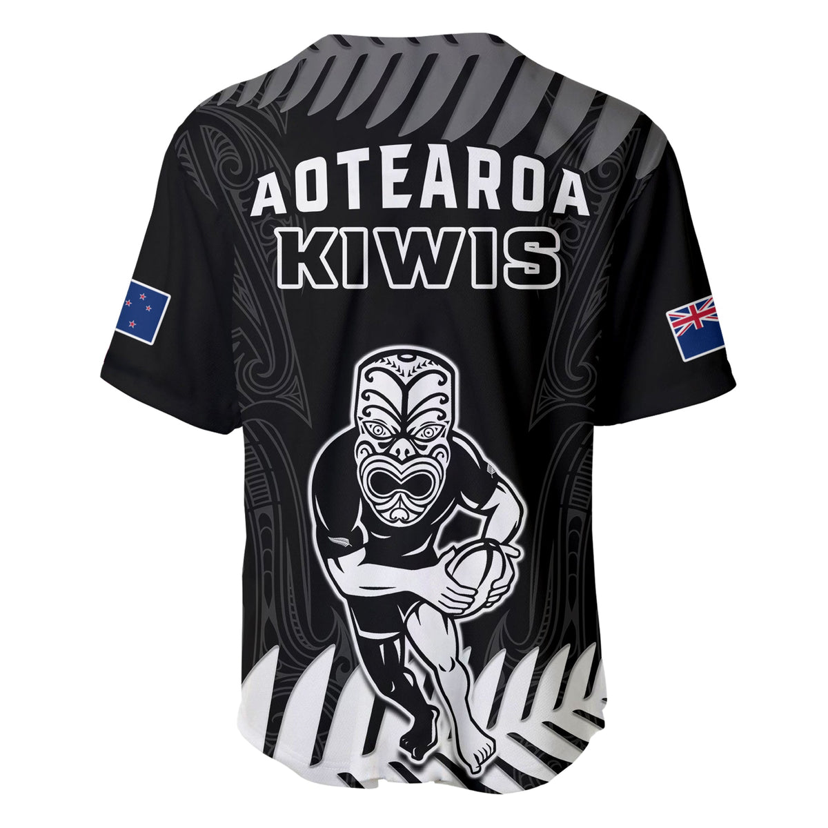 New Zealand Silver Fern Rugby Baseball Jersey NZ Kiwi Pacific Maori Sporty LT14 - Polynesian Pride