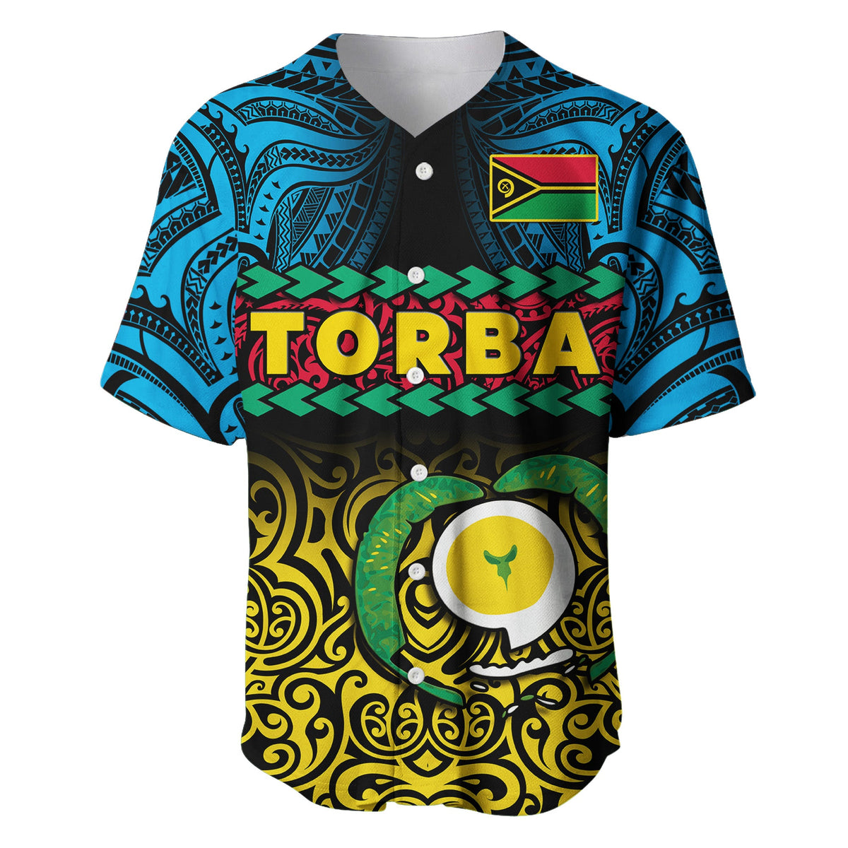 (Custom Personalised) Torba Province Baseball Jersey Vanuatu Pig Tusk Polynesian Flag Style LT14 - Polynesian Pride