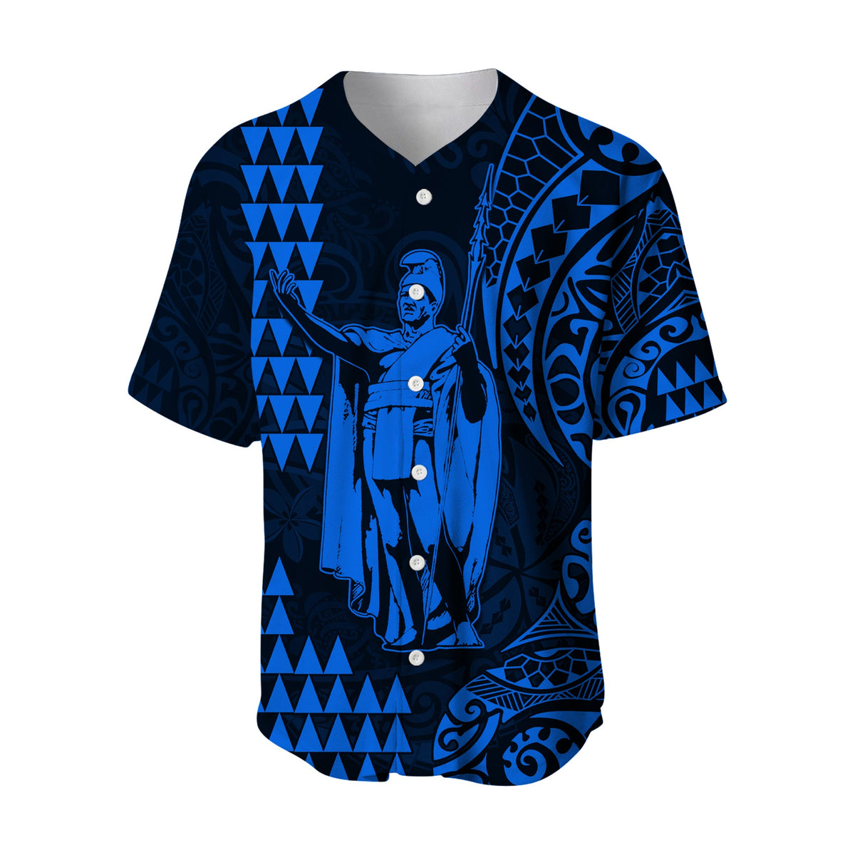 (Custom Text and Number) Hawaii Day Kakau Baseball Jersey Proud To Be Hawaiian Blue King Kamehameha and Kanaka Maoli LT13 - Polynesian Pride
