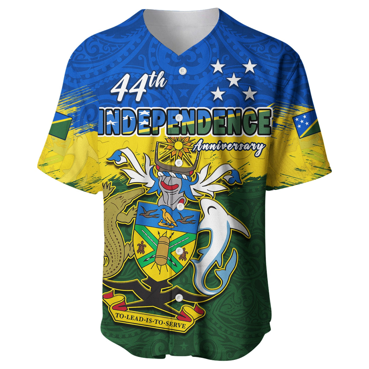 Solomon Islands Baseball Jersey Happy 44th Independence Anniversary Polynesian Pattern LT14 - Polynesian Pride