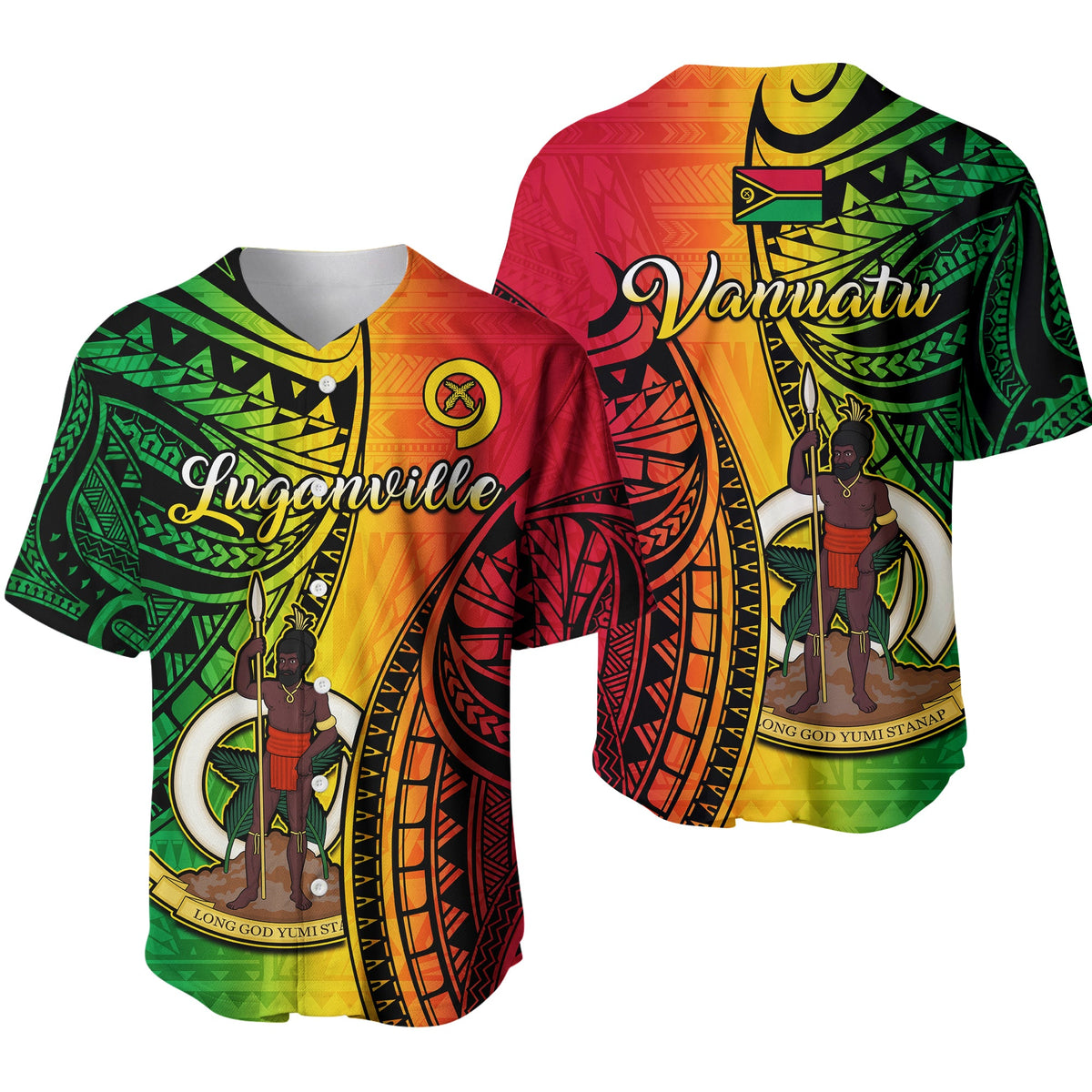 Vanuatu Baseball Jersey Luganville Polynesian Reggae Coat Of Arms Ver.01 LT14 Reggae - Polynesian Pride
