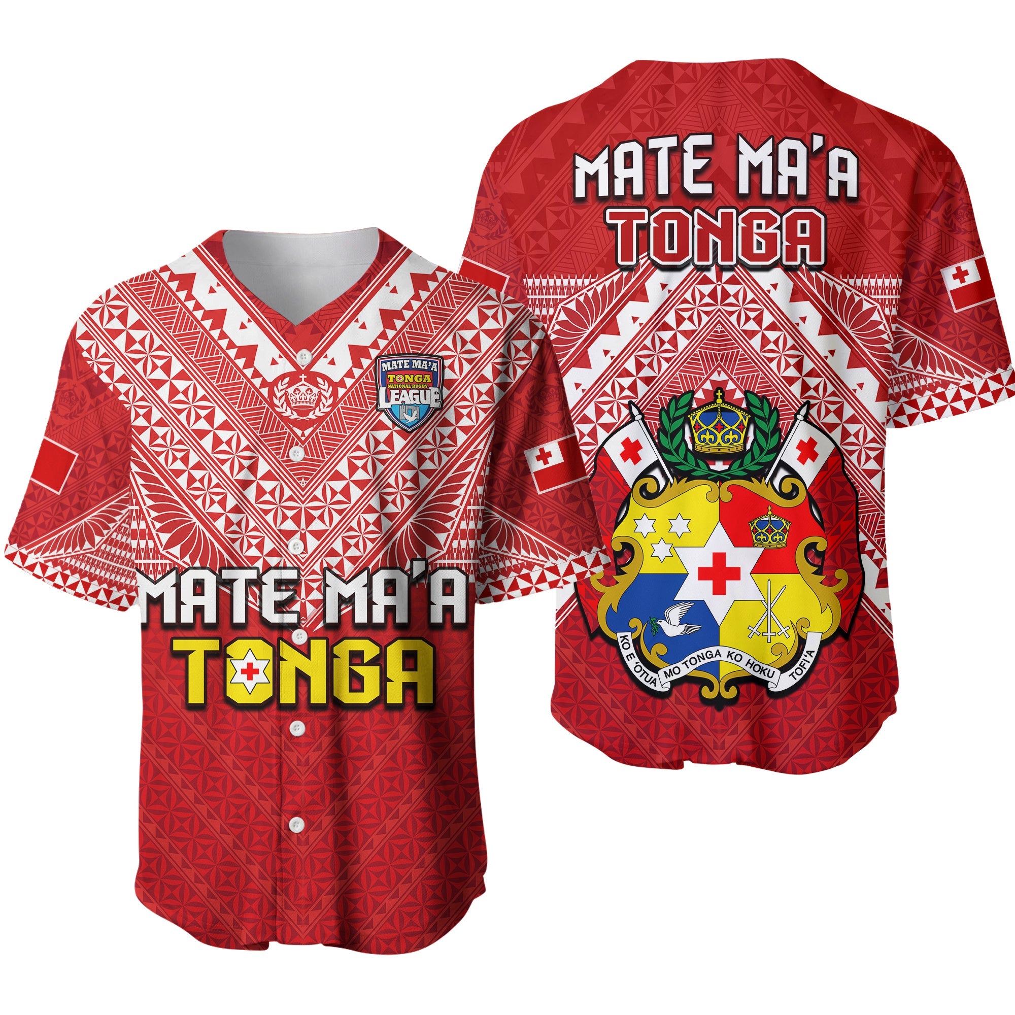 Tonga Rugby MMT Baseball Jersey Ngatu Mate Maa Tonga Special Ver.01 LT13 Red - Polynesian Pride