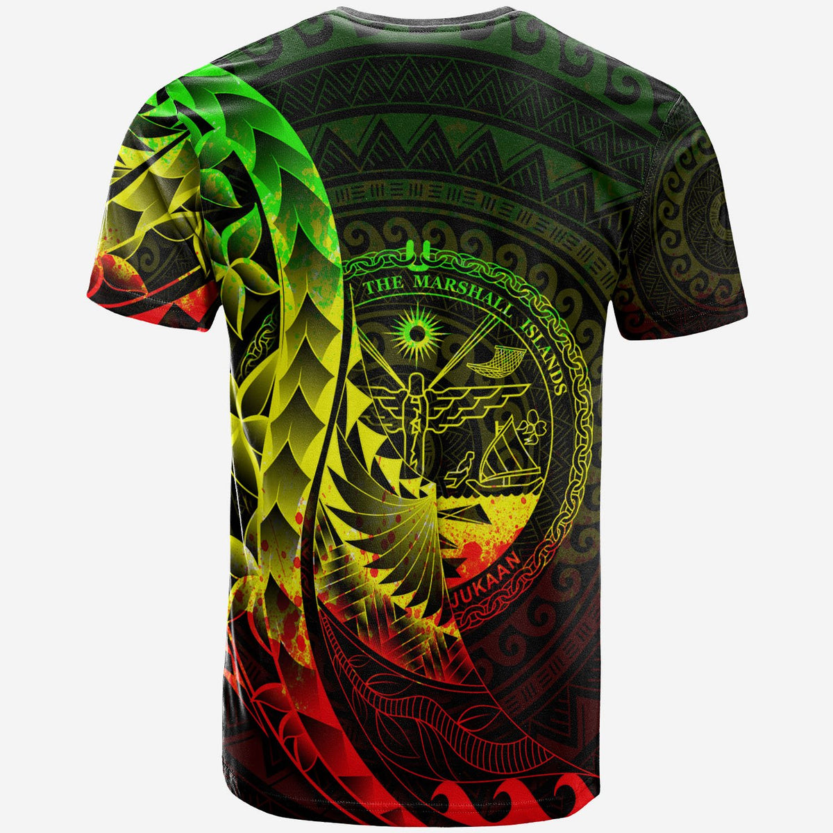 Marshall Islands T Shirt Polynesian Pattern Style Reggae Color - Polynesian Pride