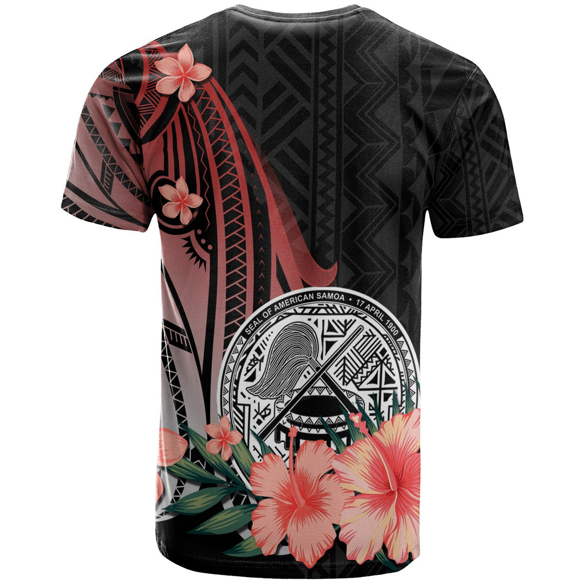 American Samoa T Shirt Red Polynesian Hibiscus Pattern Style - Polynesian Pride