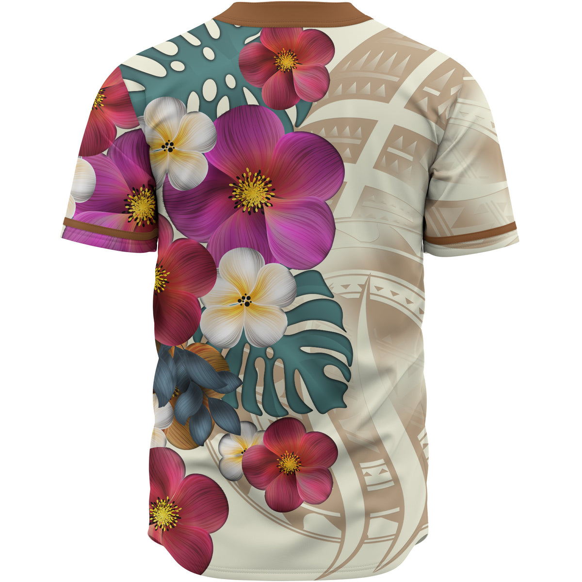 Papua New Guinea Baseball Shirt - The Tropical Plumeria Flower Style - Polynesian Pride