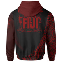 Fiji Zip Hoodie Red Polynesian Patterns Sport Style - Polynesian Pride