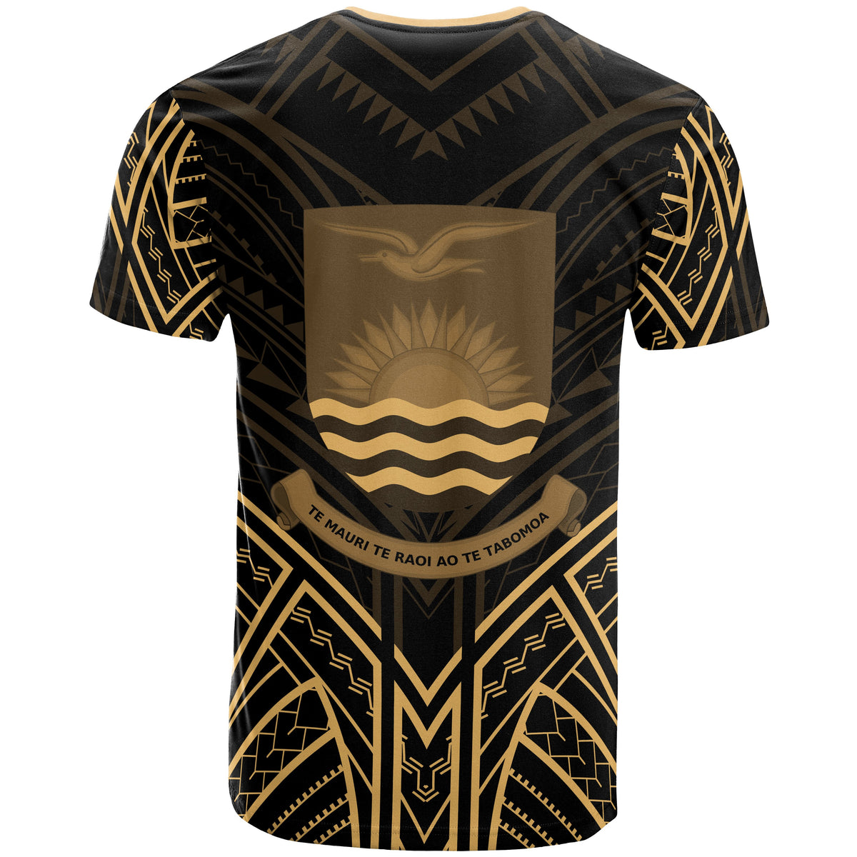 Kiribati T Shirt Kiribati Seal Tribal Gold Color Patterns - Polynesian Pride