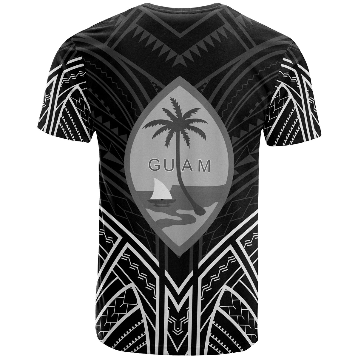 Guam T Shirt Guam Seal Tribal Black Color Patterns - Polynesian Pride