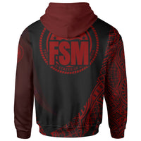 Federated States of Micronesia Zip Hoodie Red Polynesian Patterns Sport Style - Polynesian Pride