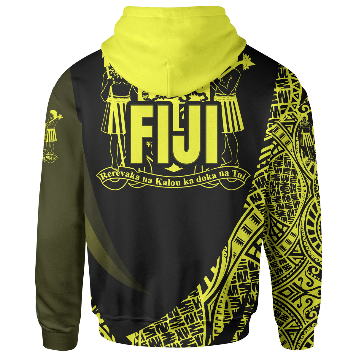 Fiji Zip Hoodie Yellow Polynesian Patterns Sport Style - Polynesian Pride