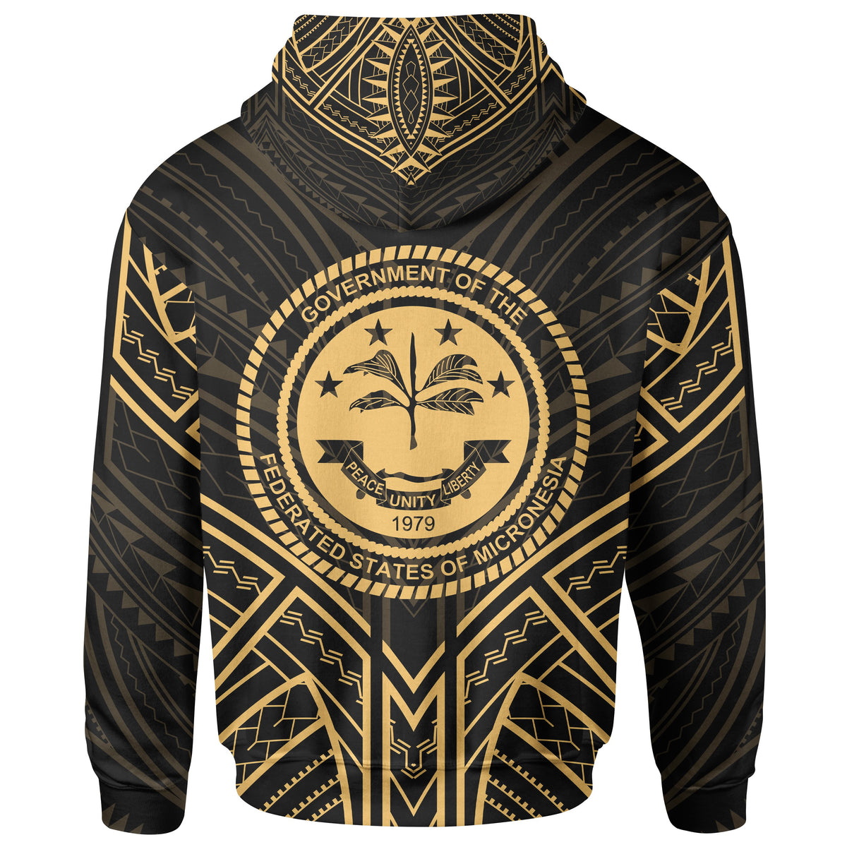 Federated States of Micronesia Hoodie Federated States of Micronesia Seal Gold Tribal Patterns - Polynesian Pride