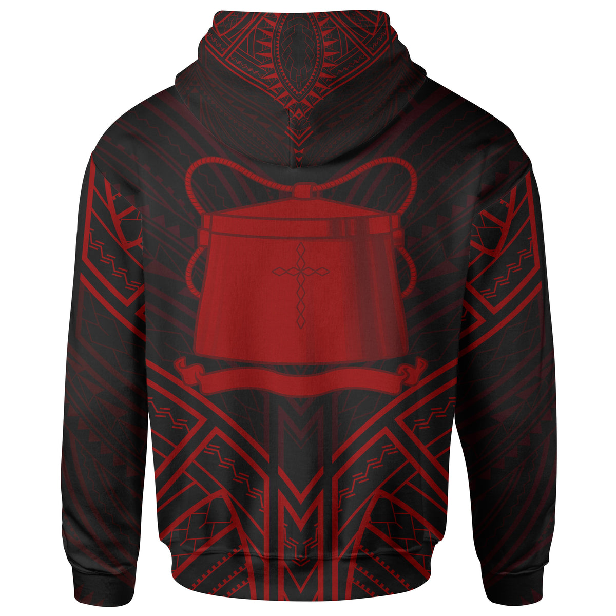 Tokelau Zip Hoodie Tokelau Seal Red Tribal Patterns - Polynesian Pride