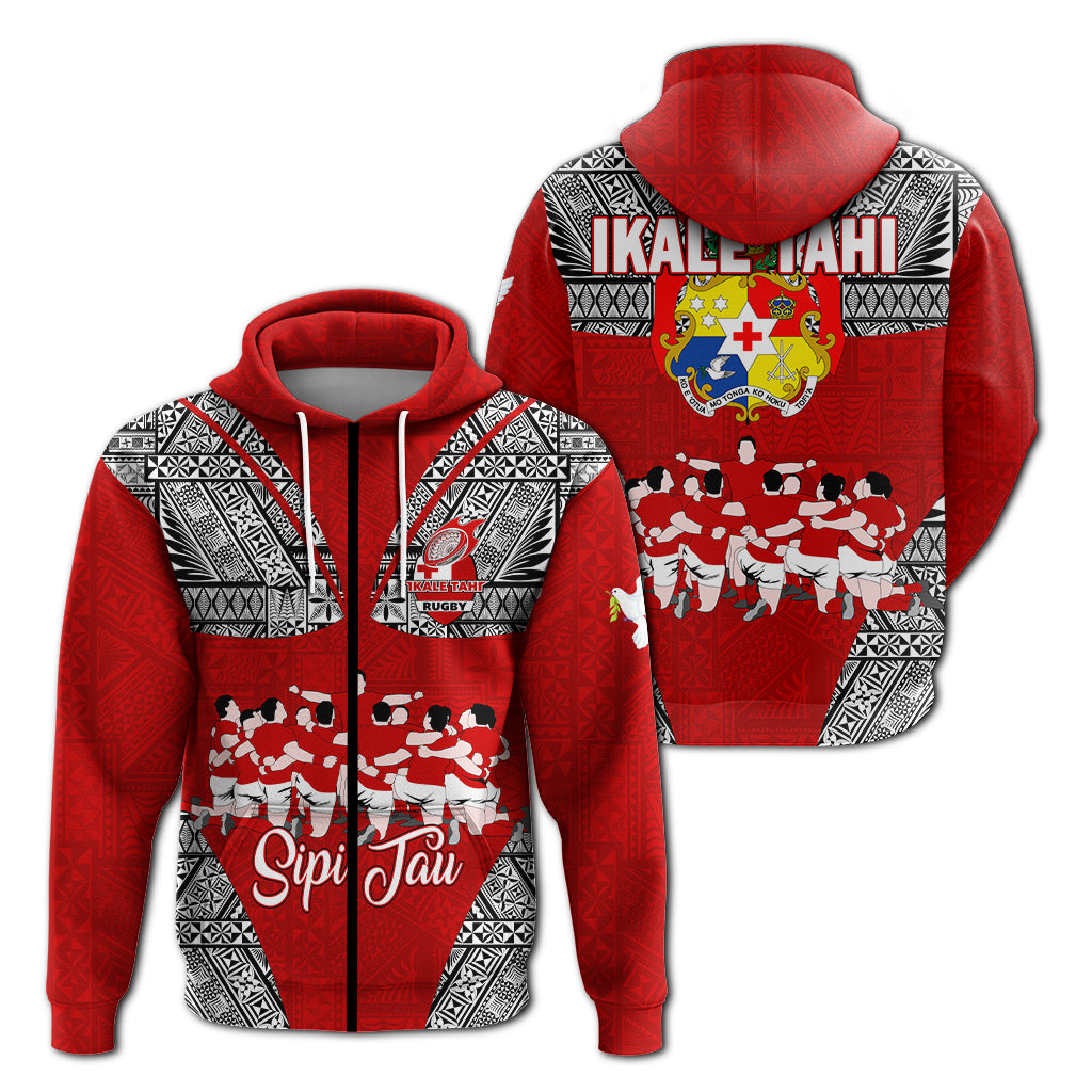 Tonga Rugby Ikale Tahi Sipi Tau Hoodie LT2 Zip Hoodie RED - Polynesian Pride