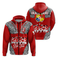 Tonga Rugby Ikale Tahi Sipi Tau Hoodie LT2 Zip Hoodie RED - Polynesian Pride