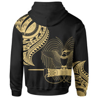 Papua New Guinea Zip Hoodie Papua New Guinea Tatau Gold Patterns - Polynesian Pride