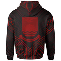 Kiribati Zip Hoodie Kiribati Seal Red Tribal Patterns - Polynesian Pride