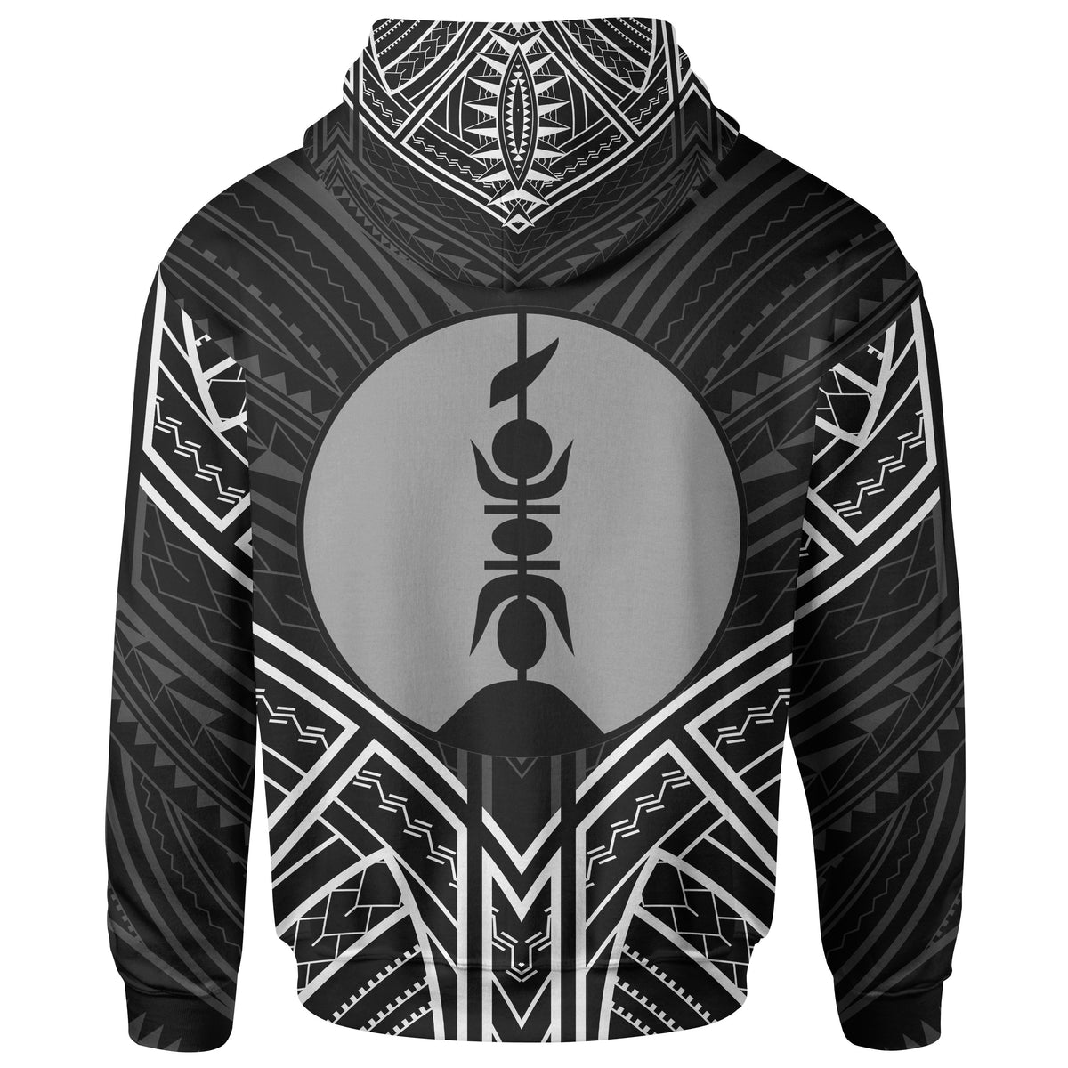 New Caledonia Zip Hoodie New Caledonia Seal Black Tribal Patterns - Polynesian Pride