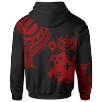 Tonga Zip Hoodie Tonga Tatau Red Patterns - Polynesian Pride