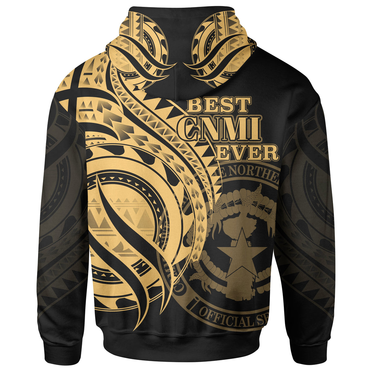 Northern Mariana Islands Hoodie Gold Polynesian Patterns Best CNMI Ever - Polynesian Pride