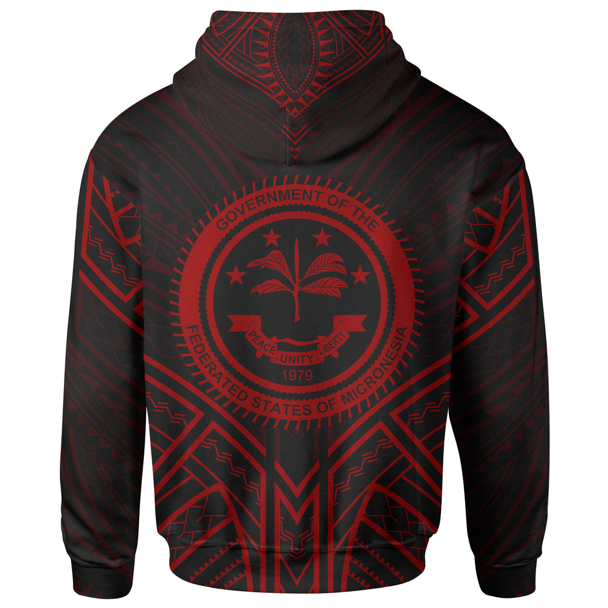 Federated States of Micronesia Zip Hoodie Federated States of Micronesia Seal Red Tribal Patterns - Polynesian Pride