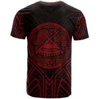 American Samoa T Shirt American Samoan Seal Tribal Red Color Patterns - Polynesian Pride