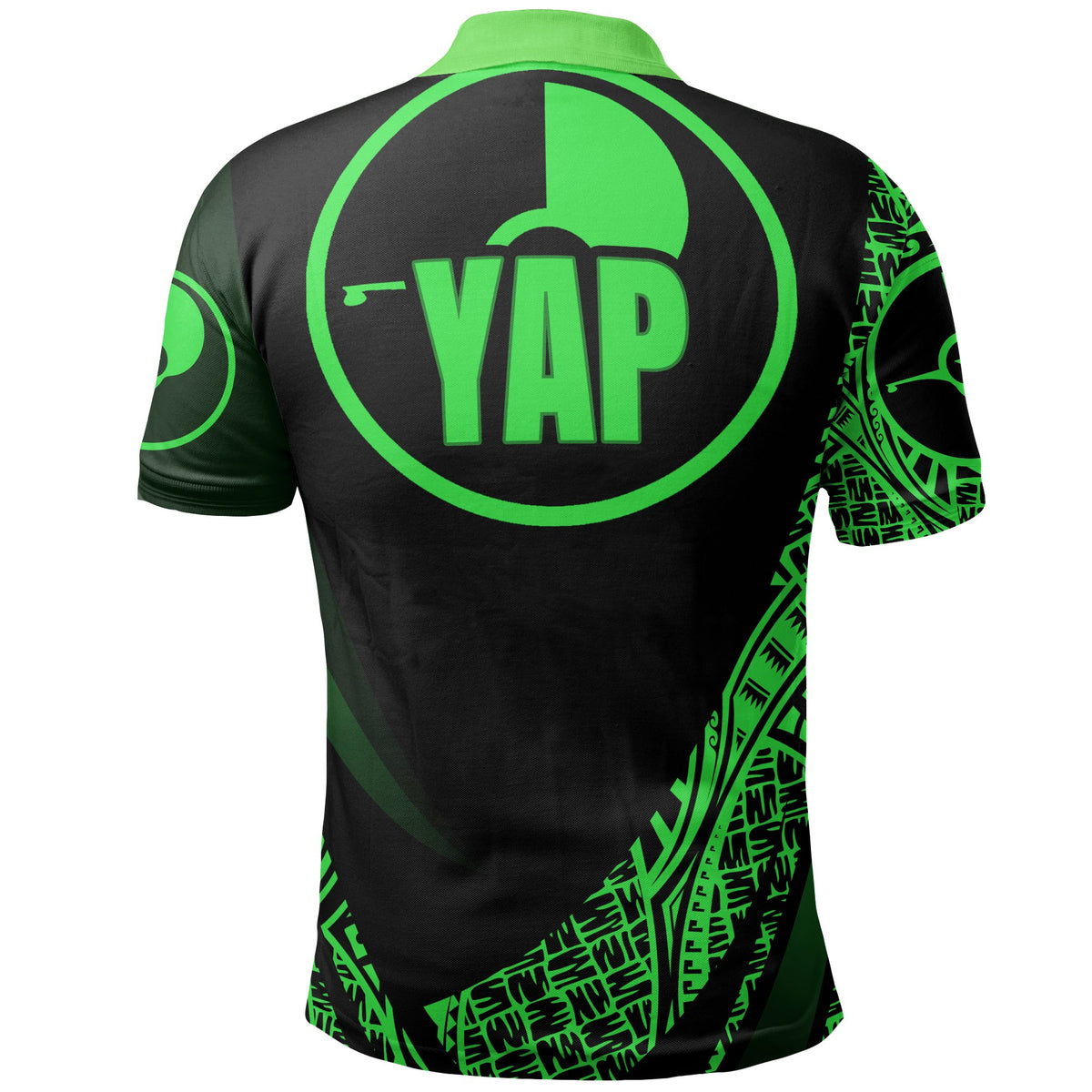 Yap State Polo Shirt Green Polynesian Patterns Sport Style - Polynesian Pride