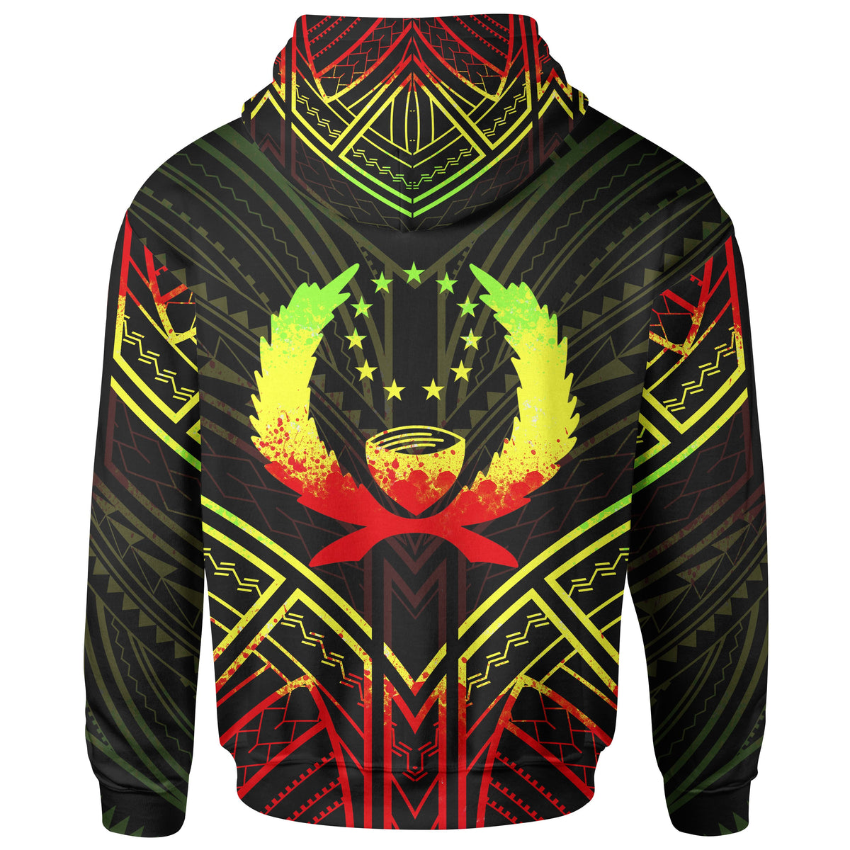 Pohnpei State Hoodie Pohnpei State Seal Reggae Tribal Patterns - Polynesian Pride