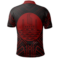 French Polynesia Polo Shirt French Polynesia Seal Red Tribal Patterns - Polynesian Pride